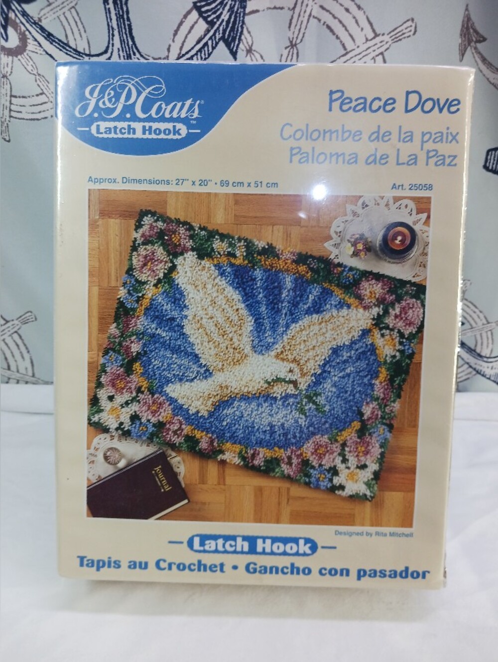 Peace Dove J&P Coats Latch Hook Kit / 27×20"